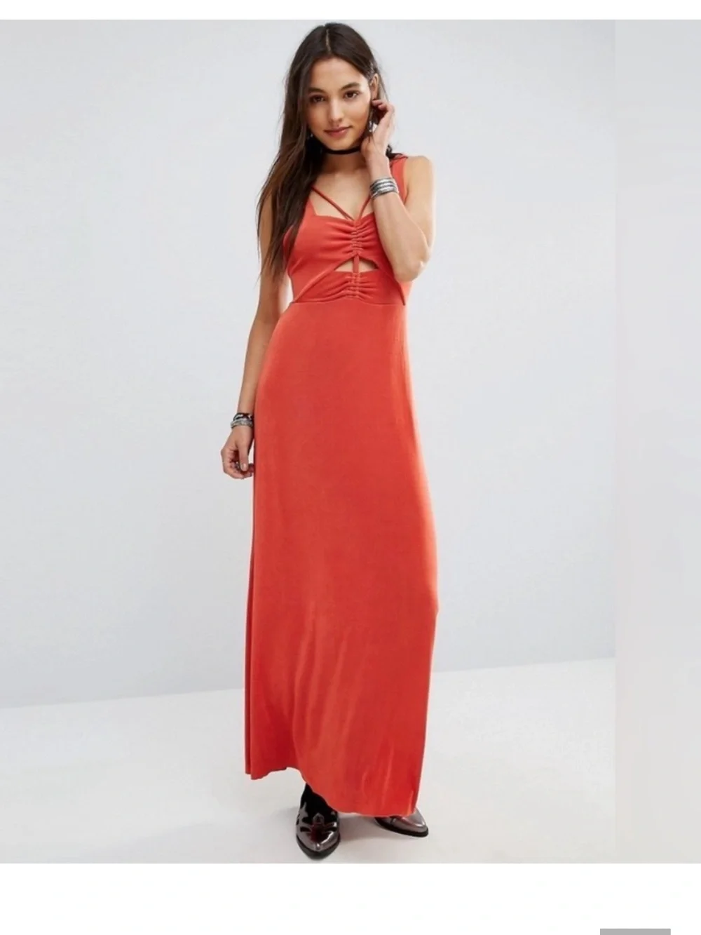 EUC Free People Orange hypnotized cutout maxi dress size medium